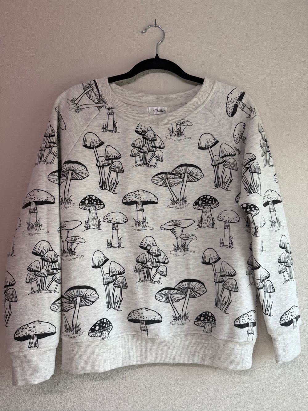 LA Soul Grey & Black Mushroom Crewneck Sweatshirt Approximately Medium Nature